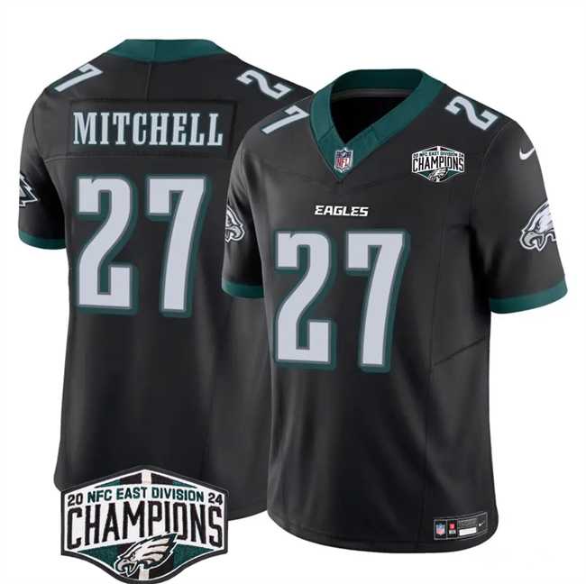 Mens Philadelphia Eagles #27 Quinyon Mitchell Black 2024 New NFC East Champions F.U.S.E. Vapor Untouchable Limited Stitched Jersey